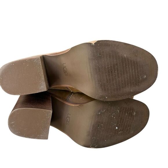 UGG Boots Womens Pixley Brown Leather Shoes Block Heels High Zip Up Ankle Sz 11 - Picture 7 of 9